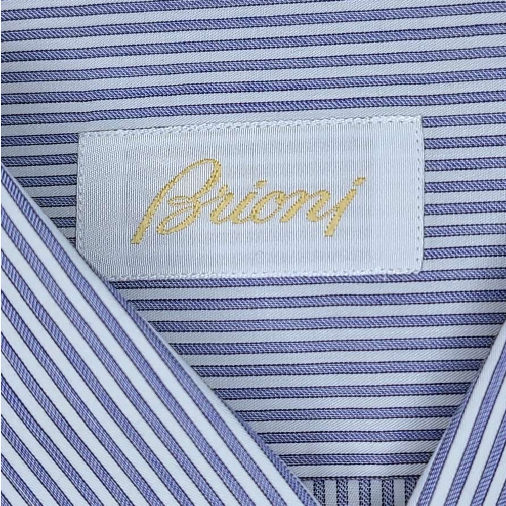 Brioni Men's Shirt 👔 with Blue and White Stripes